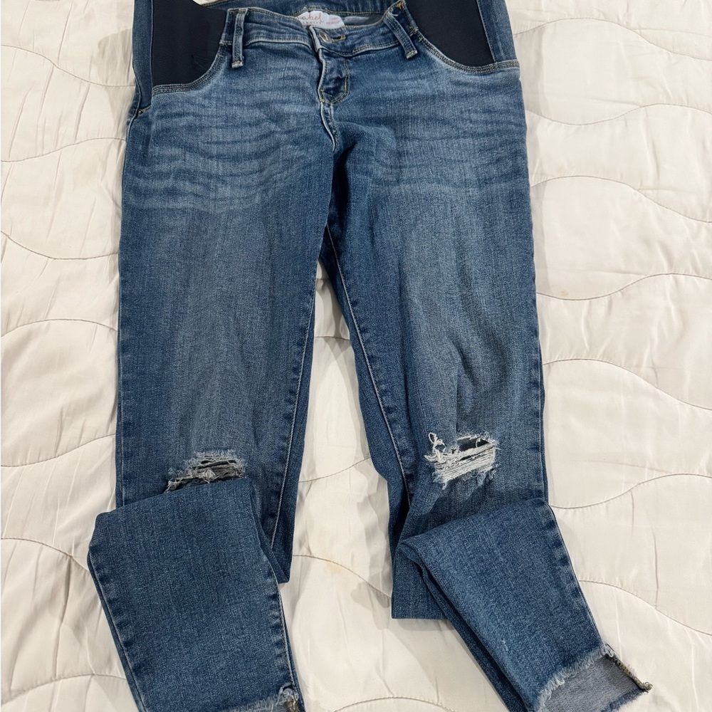 Isabel Maternity by Ingrid & Isabel Dark Blue Distressed Skinny Jeans